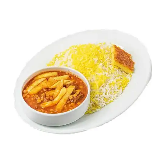 چلو خورشت قیمه سیب زمینی